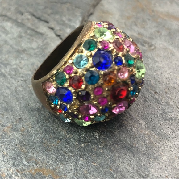 Retro Multi-color Rhinestone Ring - Picture 2 of 4
